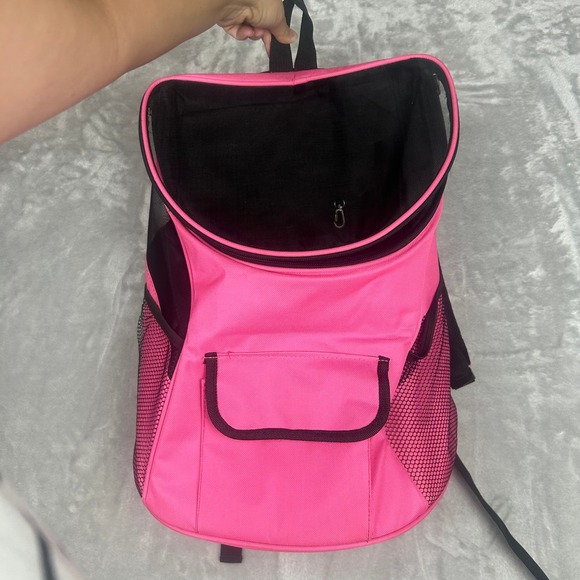 Pink Pet Carrier Backpack, Travel, Dog, Cat, Ventilated, Outdoor, Hiking - Picture 1 of 9